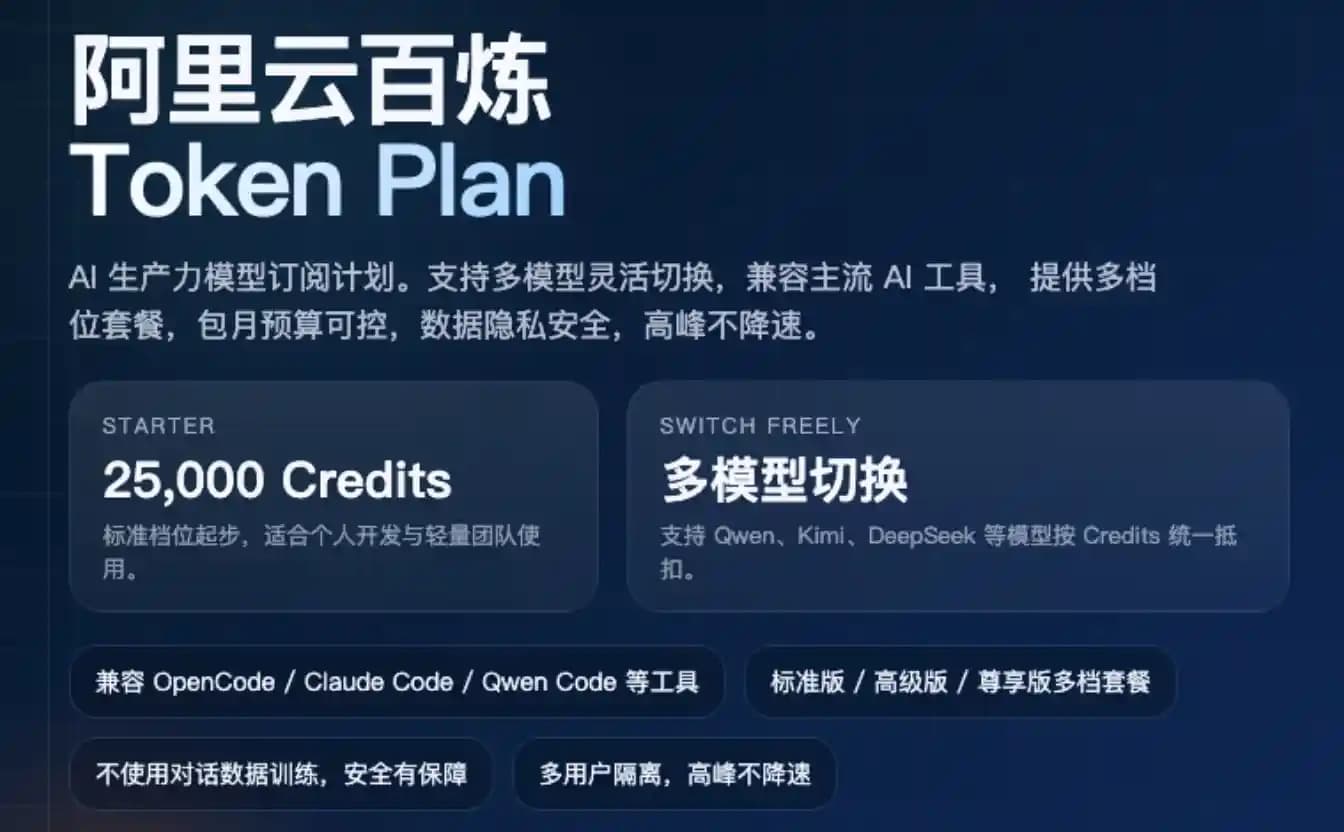 阿里云百炼 Token Plan 广告